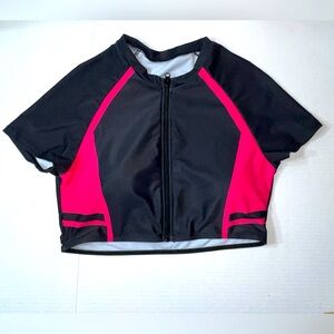 Cycling Short Sleeve Zip-Up‎ Top Women’s XL Black Pink Sports Biking Racing